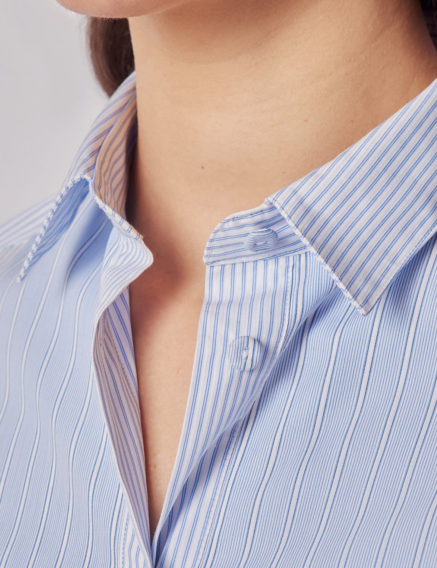 Blue & White Stripe Boutique Shirt - Bib Front-preview
