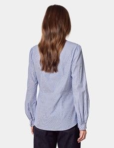 Blue & White Stripe Ruffle Boutique Shirt