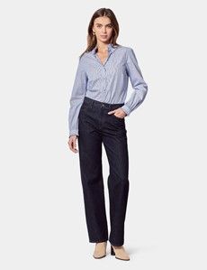 Blue & White Stripe Ruffle Boutique Shirt