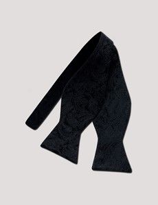 Black Paisley Silk Self Tie Bow Tie