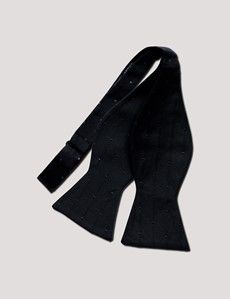 Black Tonal Spot Repp Silk Bow Tie - Self Tie