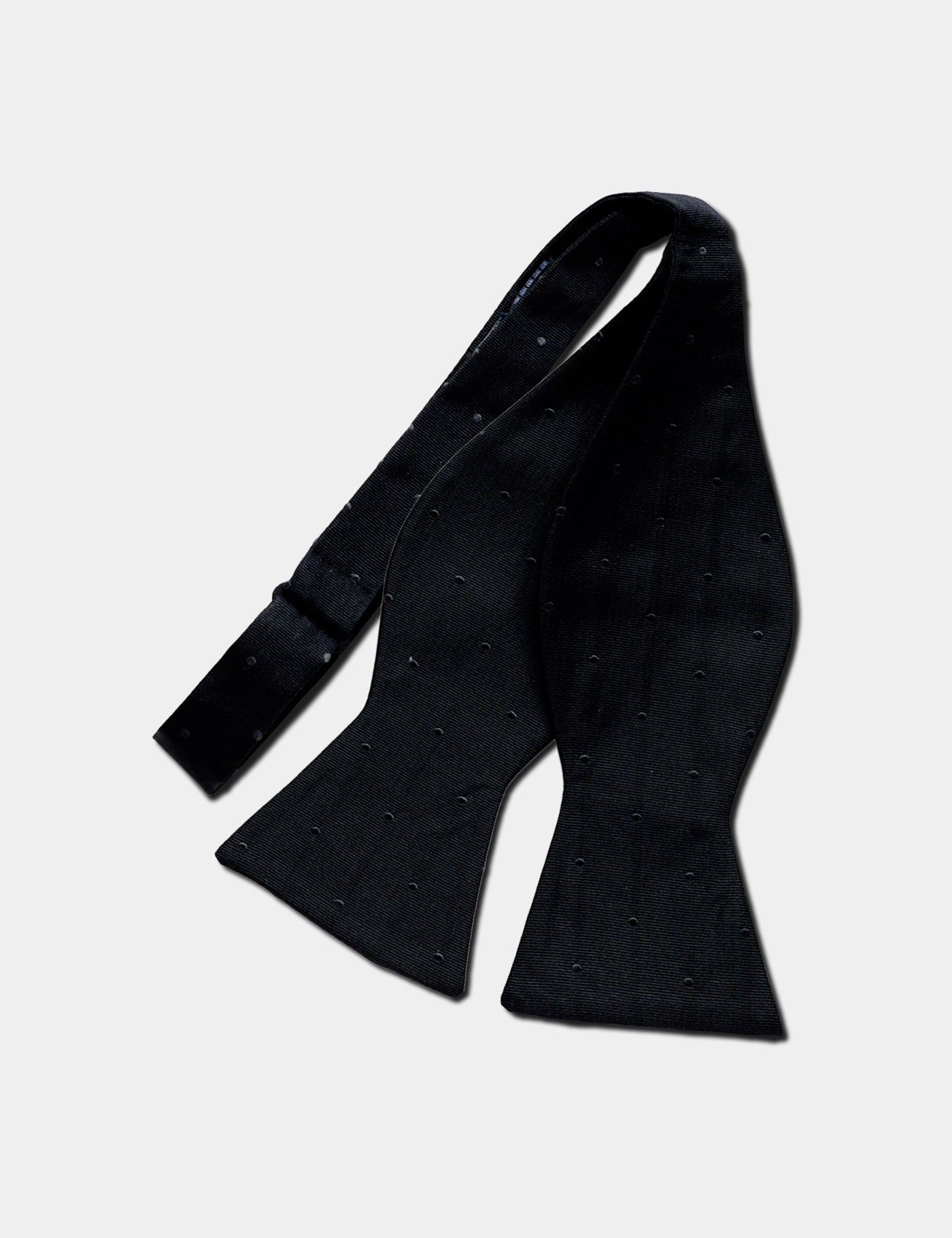 Black Tonal Spot Repp Silk Bow Tie - Self Tie