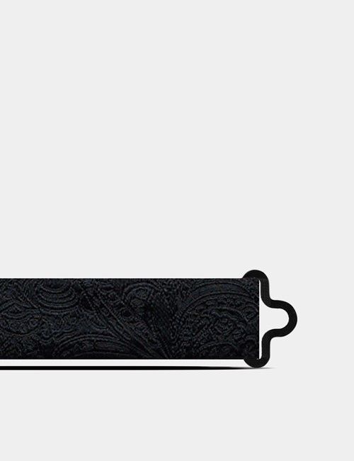 Black Jacquard Paisley Silk Bow Tie – Ready Tied-preview