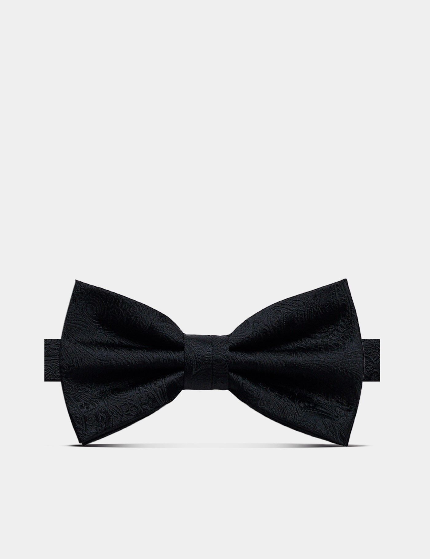 Black Jacquard Paisley Silk Bow Tie – Ready Tied