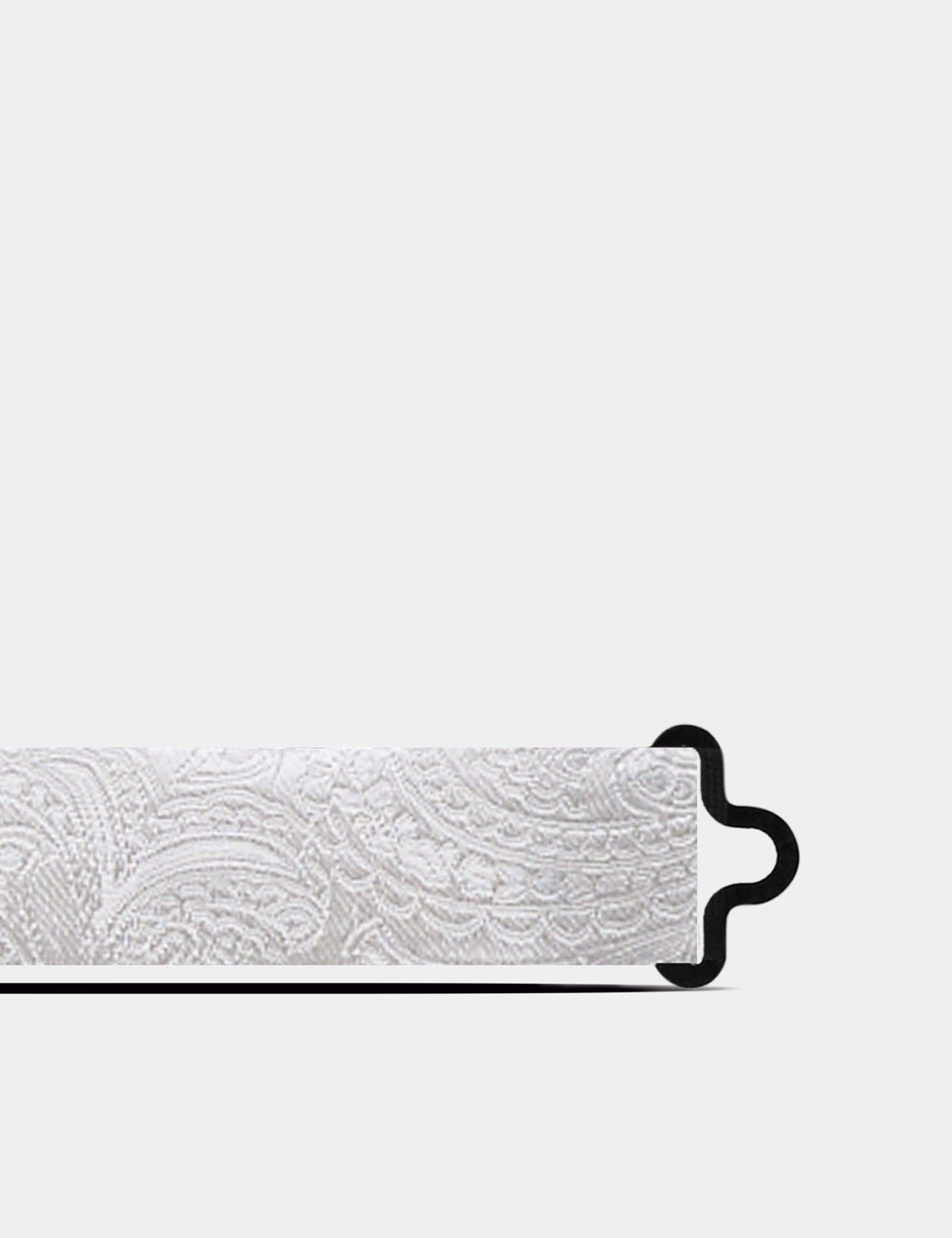 White Jacquard Paisley Silk Bow Tie – Ready Tied-preview