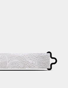 White Jacquard Paisley Silk Bow Tie – Ready Tied