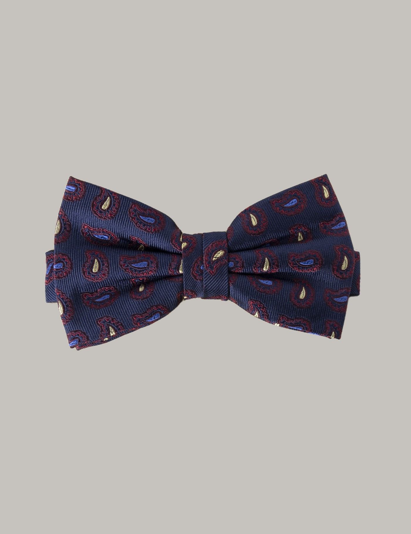 Men's Navy Contrast Teardrop Silk Bow Tie - Ready Tied | Hawes and Curtis