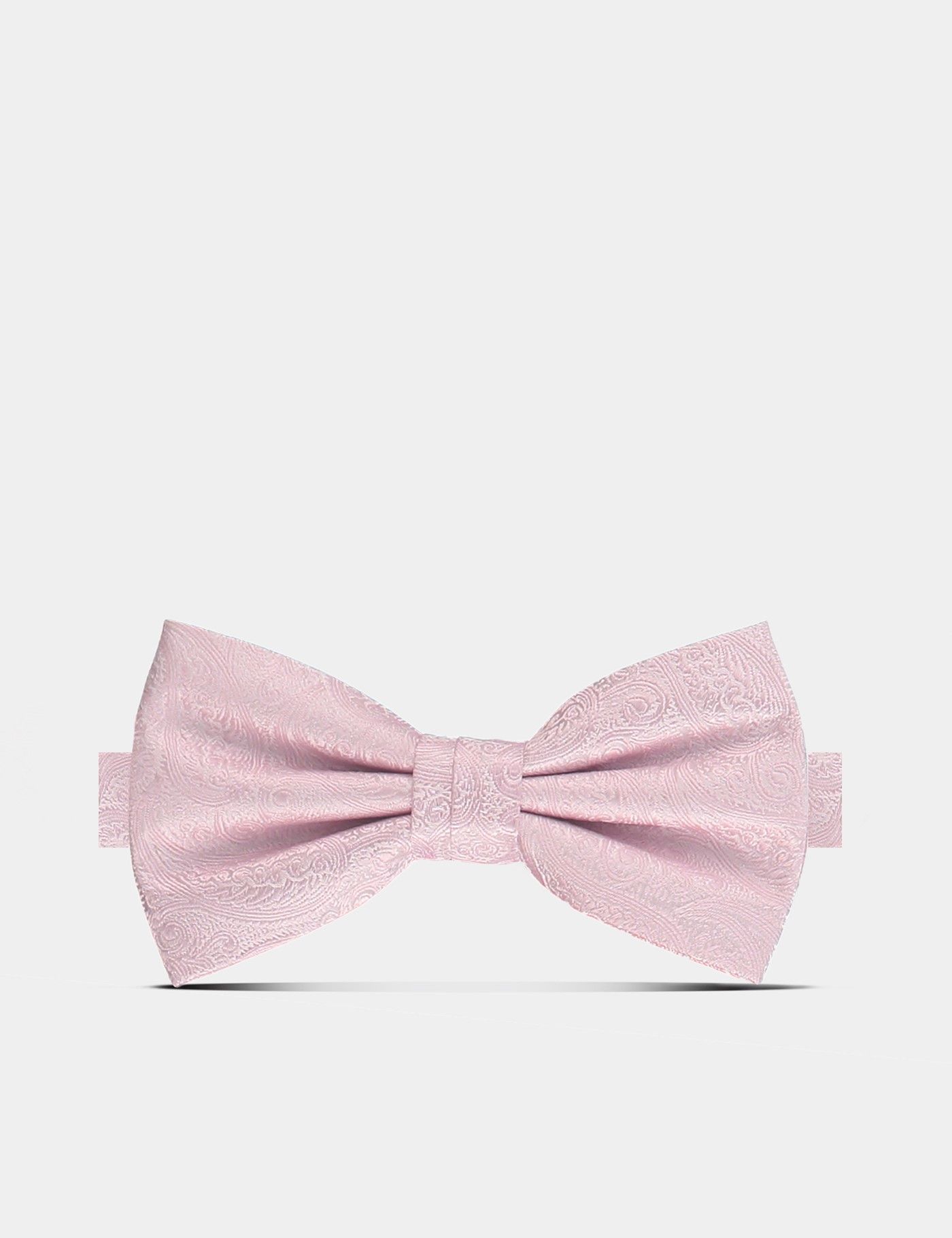 Light Pink Jacquard Paisley Silk Bow Tie - Ready Tied