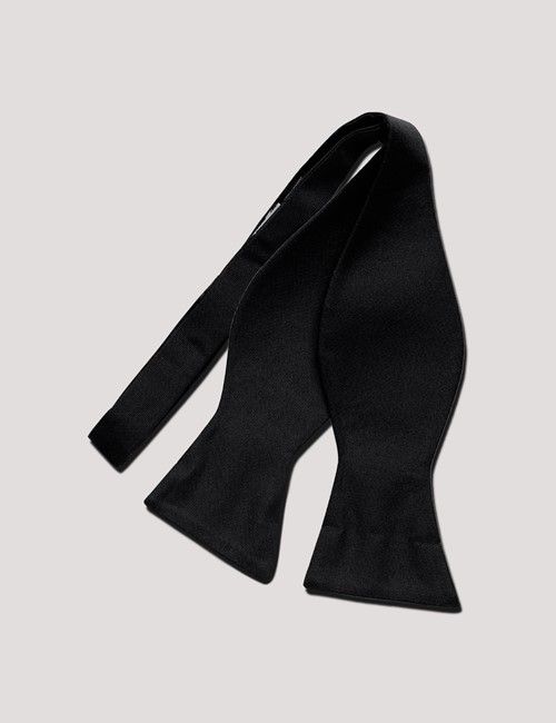 Black Repp Silk Bow Tie - Self Tie
