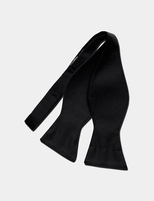 Black Repp Silk Bow Tie - Self Tie