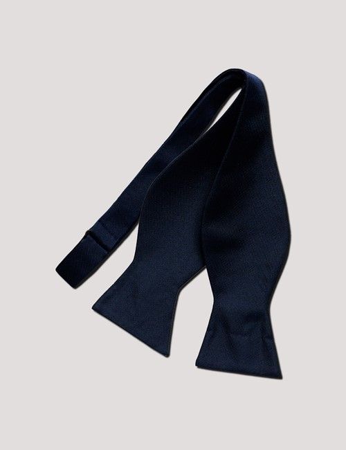 Navy Repp Silk Bow Tie - Self Tie