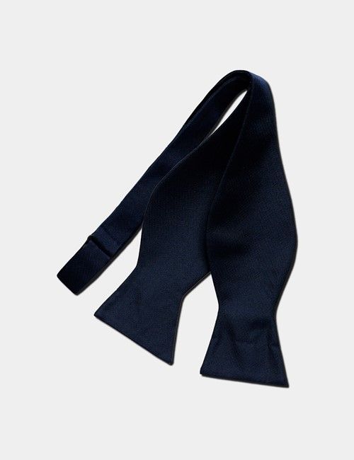Navy Repp Silk Bow Tie - Self Tie