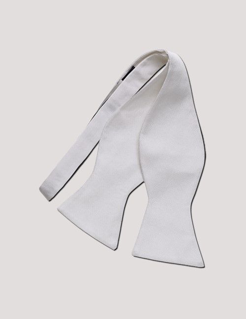 White Repp Silk Bow Tie - Self Tie