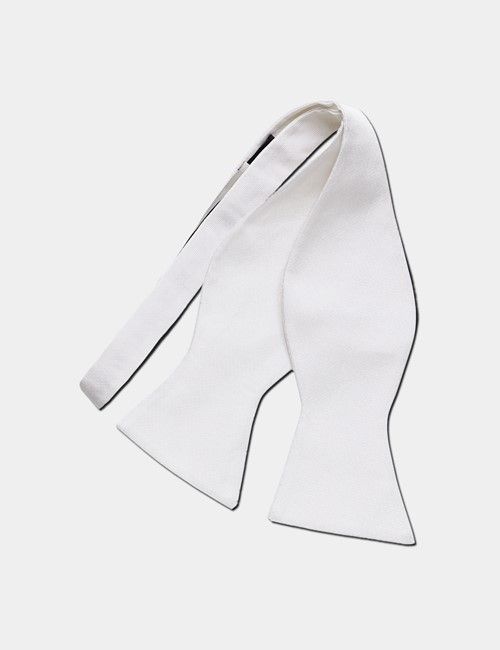 White Repp Silk Bow Tie - Self Tie