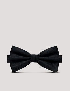 Black Repp Silk Bow Tie – Ready Tied
