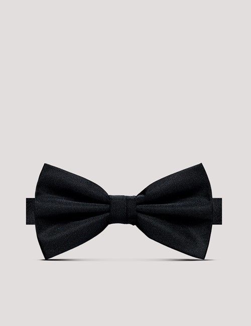 Black Repp Silk Bow Tie – Ready Tied