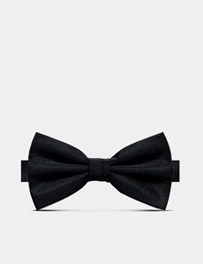 Black Repp Silk Bow Tie – Ready Tied