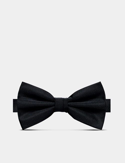 Black Repp Silk Bow Tie – Ready Tied