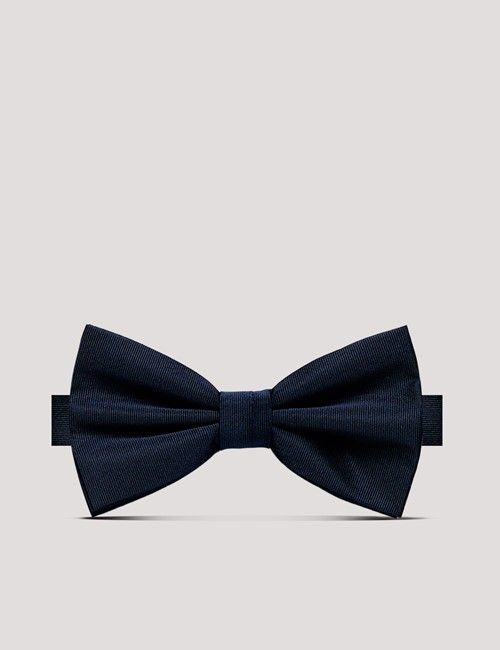 Navy Repp Silk Bow Tie – Ready Tied