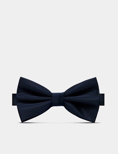 Navy Repp Silk Bow Tie – Ready Tied