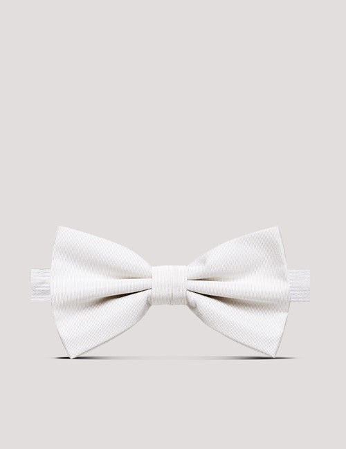 White Repp Silk Bow Tie – Ready Tied