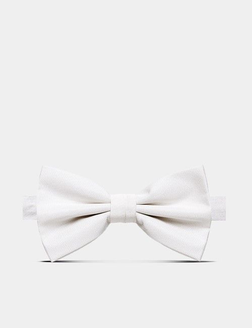White Repp Silk Bow Tie – Ready Tied