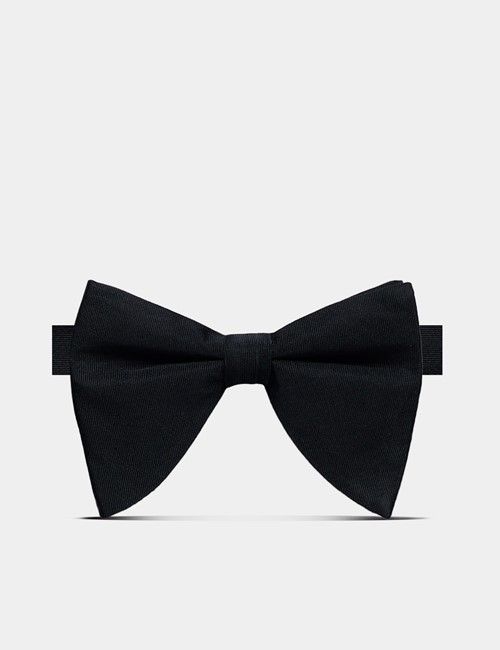Black Repp Silk Large Bow Tie – Ready Tied