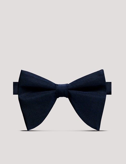 Navy Repp Silk Large Bow Tie – Ready Tied