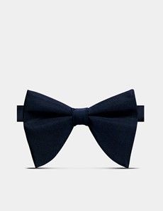 Navy Repp Silk Large Bow Tie – Ready Tied