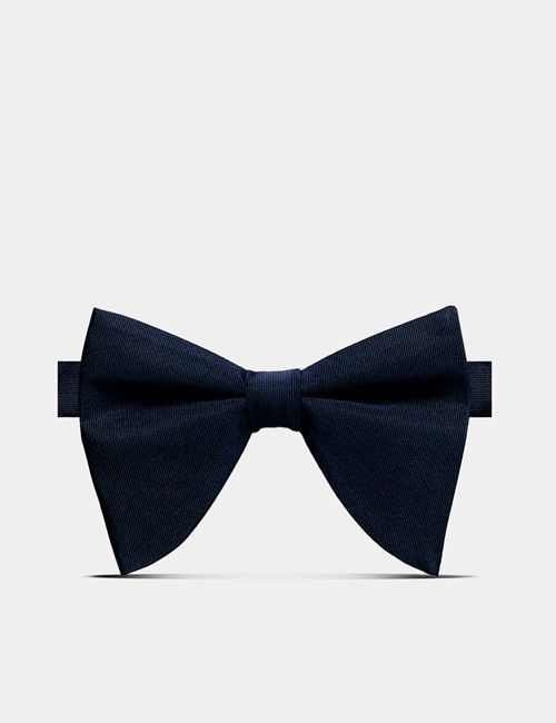 Navy Repp Silk Large Bow Tie – Ready Tied