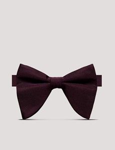 Burgundy Repp Silk Large Bow Tie – Ready Tied
