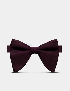 Burgundy Repp Silk Large Bow Tie – Ready Tied
