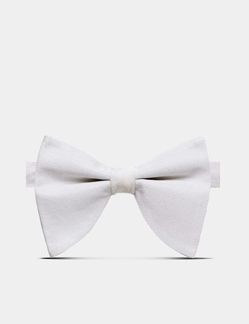 White Repp Silk Large Bow Tie – Ready Tied
