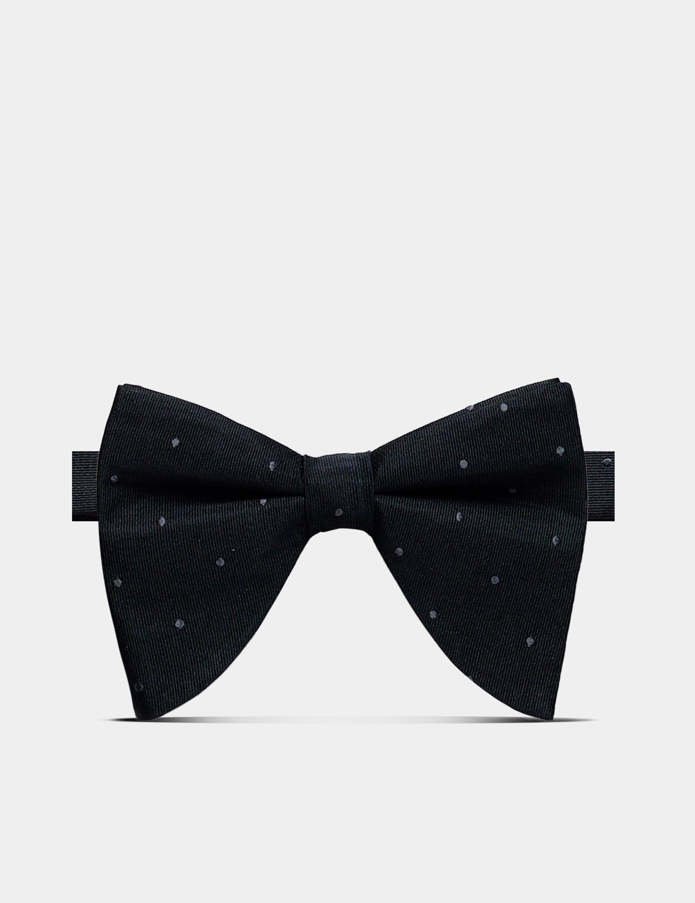 Black Tonal Spot Repp Silk Large Bow Tie – Ready Tied