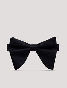 Black Spun Silk Large Bow Tie – Ready Tied