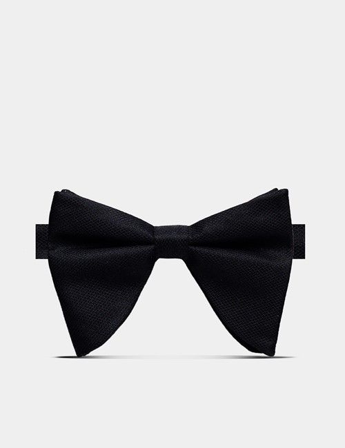 Black Spun Silk Large Bow Tie – Ready Tied