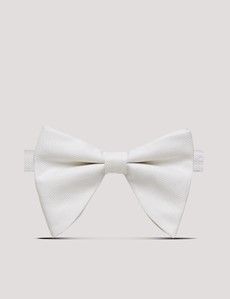 Off White Spun Silk Large Bow Tie – Ready Tied