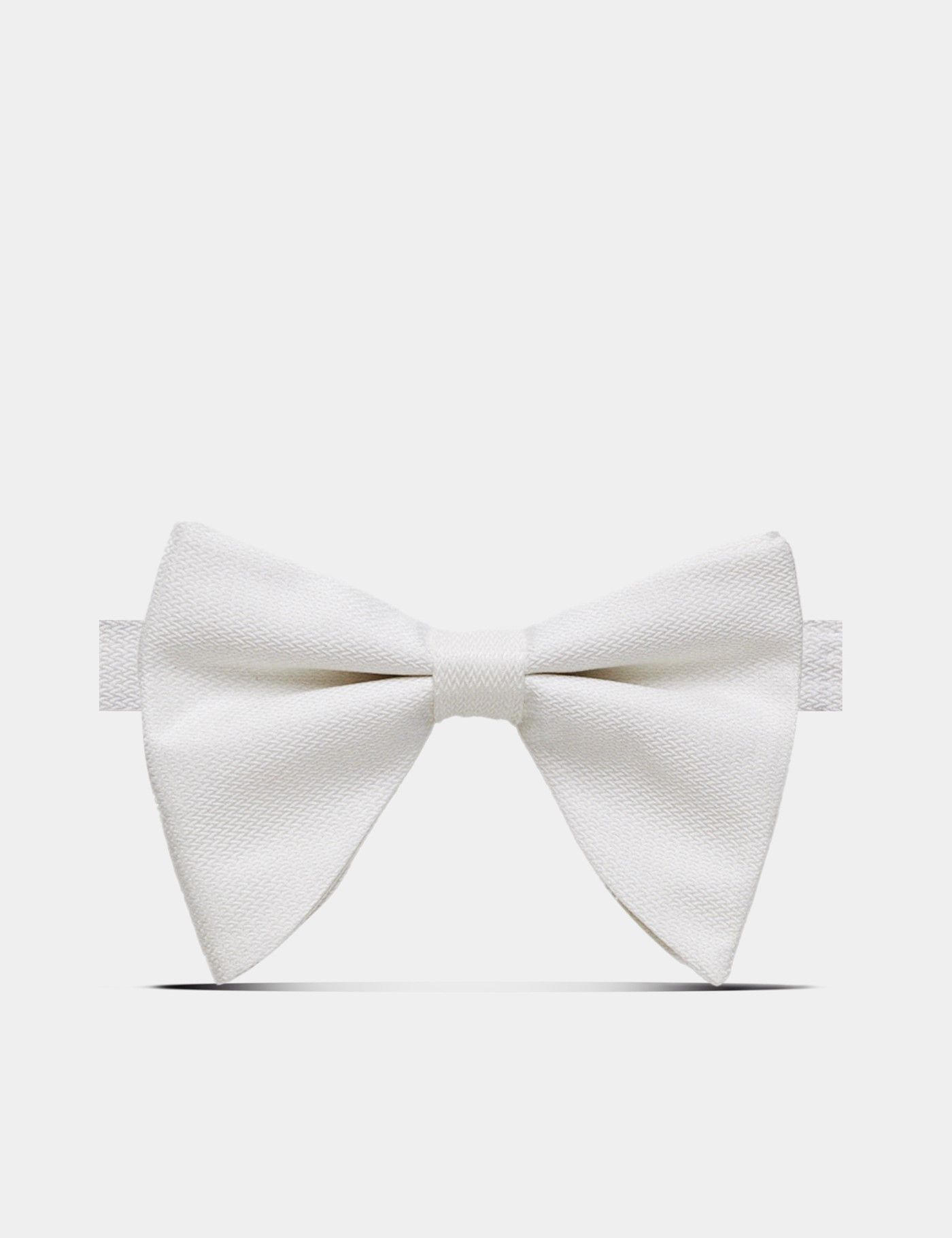 Off White Spun Silk Large Bow Tie – Ready Tied