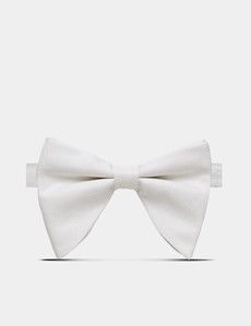 Off White Spun Silk Large Bow Tie – Ready Tied