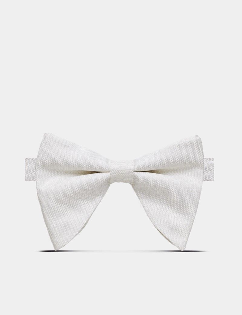 Off White Spun Silk Large Bow Tie – Ready Tied