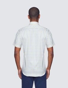 Blue & Yellow Multi Check Tailored Fit Short Sleeve Shirt – Chest Pocket-preview2