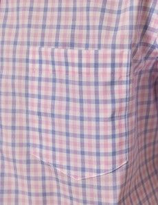 Non-Iron Pink & Blue Multi Check Tailored Fit Short Sleeve Shirt – Chest Pocket-preview2