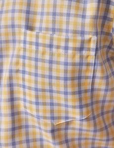 Non-Iron Blue & Yellow Check Tailored Short Sleeve Shirt – Chest Pocket-preview3