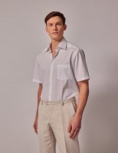 Tailored Fit White Non-Iron Shirt - Short Sleeve - Chest Pocket