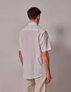 Tailored Fit White Non-Iron Shirt - Short Sleeve - Chest Pocket