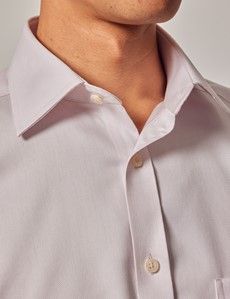 Tailored Fit Pink Pique Non-Iron Shirt - Short Sleeve - Chest Pocket
