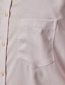 Tailored Fit Pink Pique Non-Iron Shirt - Short Sleeve - Chest Pocket