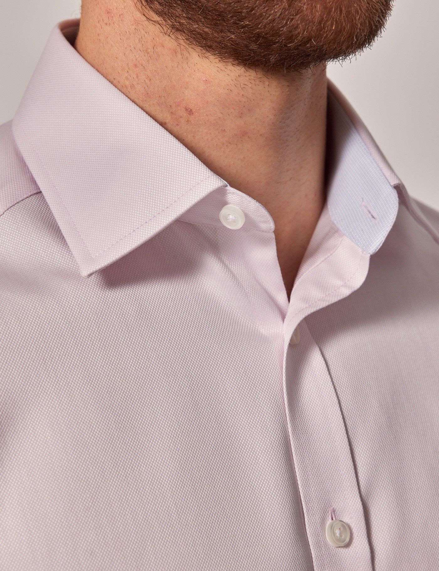 Tailored Fit Pink Pique Non-Iron Shirt - Short Sleeve - Chest Pocket-preview