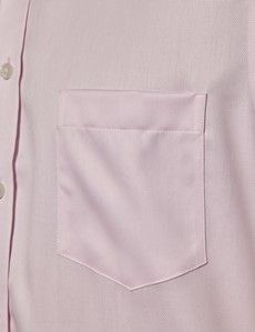 Non-Iron Pink Pique Tailored Short Sleeve Shirt – Chest Pocket-preview3