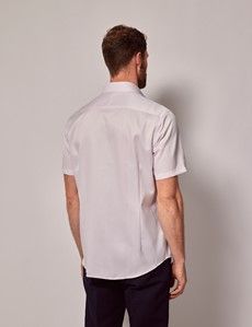 Non-Iron Pink Pique Tailored Short Sleeve Shirt – Chest Pocket-preview4